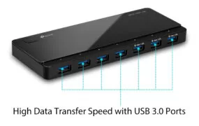 TP-LINK USB hub UH700, 7x θυρών, 5Gbps, 5V/1.5A, USB σύνδεση, μαύρο 3