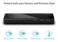 TP-LINK USB hub UH700, 7x θυρών, 5Gbps, 5V/1.5A, USB σύνδεση, μαύρο 4