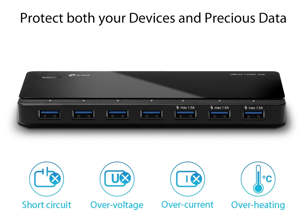 TP-LINK USB hub UH700, 7x θυρών, 5Gbps, 5V/1.5A, USB σύνδεση, μαύρο 6 TP-LINK USB hub UH700, 7x θυρών, 5Gbps, 5V/1.5A, USB σύνδεση, μαύρο - Image 4
