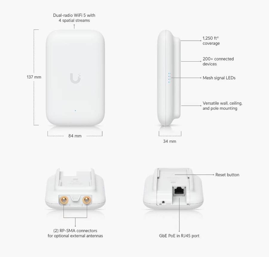 UBIQUITI Access Point UK-ULTRA, WiFi 5, 1167Mbps Dual band, PoE 8 UBIQUITI Access Point UK-ULTRA, WiFi 5, 1167Mbps Dual band, PoE - Image 6