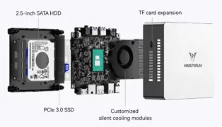 MINISFORUM mini PC UN100L, Intel CPU N100, 16/512GB SSD, Windows 11 Pro 7
