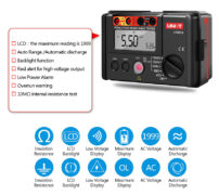 UNI-T Tester μόνωσης UT501A, 100V/250V/500V/1000V 4