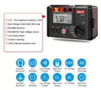 UNI-T Tester μόνωσης UT501A, 100V/250V/500V/1000V 4
