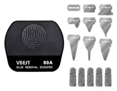 BEST εργαλείο αφαίρεσης κόλλας VBST-80B με 9x λεπίδες & 5x finger sleeves, για επισκευές κινητών 1