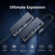 ORICO docking station WB-11P, 11 θυρών, USB-C σύνδεση, 100W PD, 4K, γκρι 20 ORICO docking station WB-11P, 11 θυρών, USB-C σύνδεση, 100W PD, 4K, γκρι 8