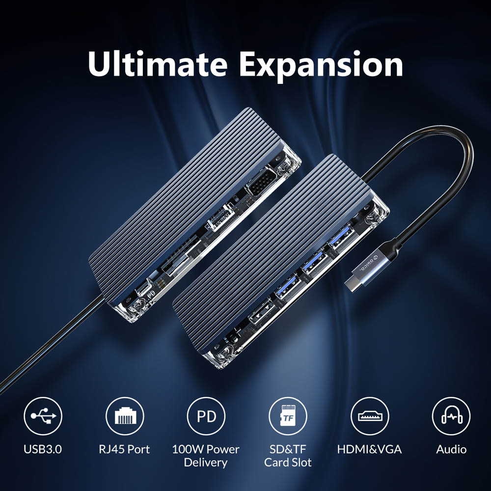 ORICO docking station WB-11P, 11 θυρών, USB-C σύνδεση, 100W PD, 4K, γκρι 10 ORICO docking station WB-11P, 11 θυρών, USB-C σύνδεση, 100W PD, 4K, γκρι - Image 8