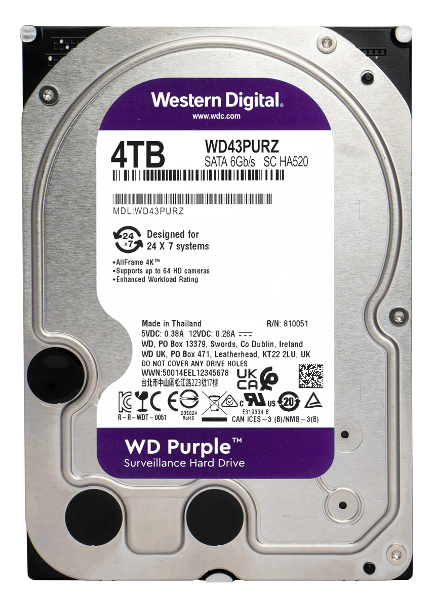 WD σκληρός δίσκος 3.5" Purple Surveillance 4TB, 256MB, 5400RPM, SATA III 3 WD σκληρός δίσκος 3.5" Purple Surveillance 4TB, 256MB, 5400RPM, SATA III