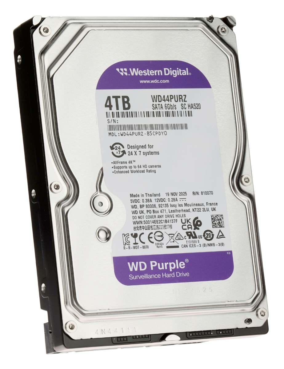 WD σκληρός δίσκος Purple 3.5", 4TB, 128MB, 5400RPM, 6Gb/s 3 WD σκληρός δίσκος Purple 3.5", 4TB, 128MB, 5400RPM, 6Gb/s