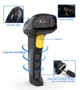 GTCODESTAR barcode scanner X-620F, 1D, ενσύρματο & ασύρματο, 800mAh, μαύρο 5