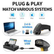 GTCODESTAR barcode scanner X-620F, 1D, ενσύρματο & ασύρματο, 800mAh, μαύρο 7