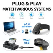 GTCODESTAR barcode scanner X-620F, 1D, ενσύρματο & ασύρματο, 800mAh, μαύρο 7