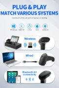 GTCODESTAR barcode scanner X-9701B, 1D & 2D, ενσύρματο & ασύρματο, Bluetooth, 2000mAh, μαύρο 7