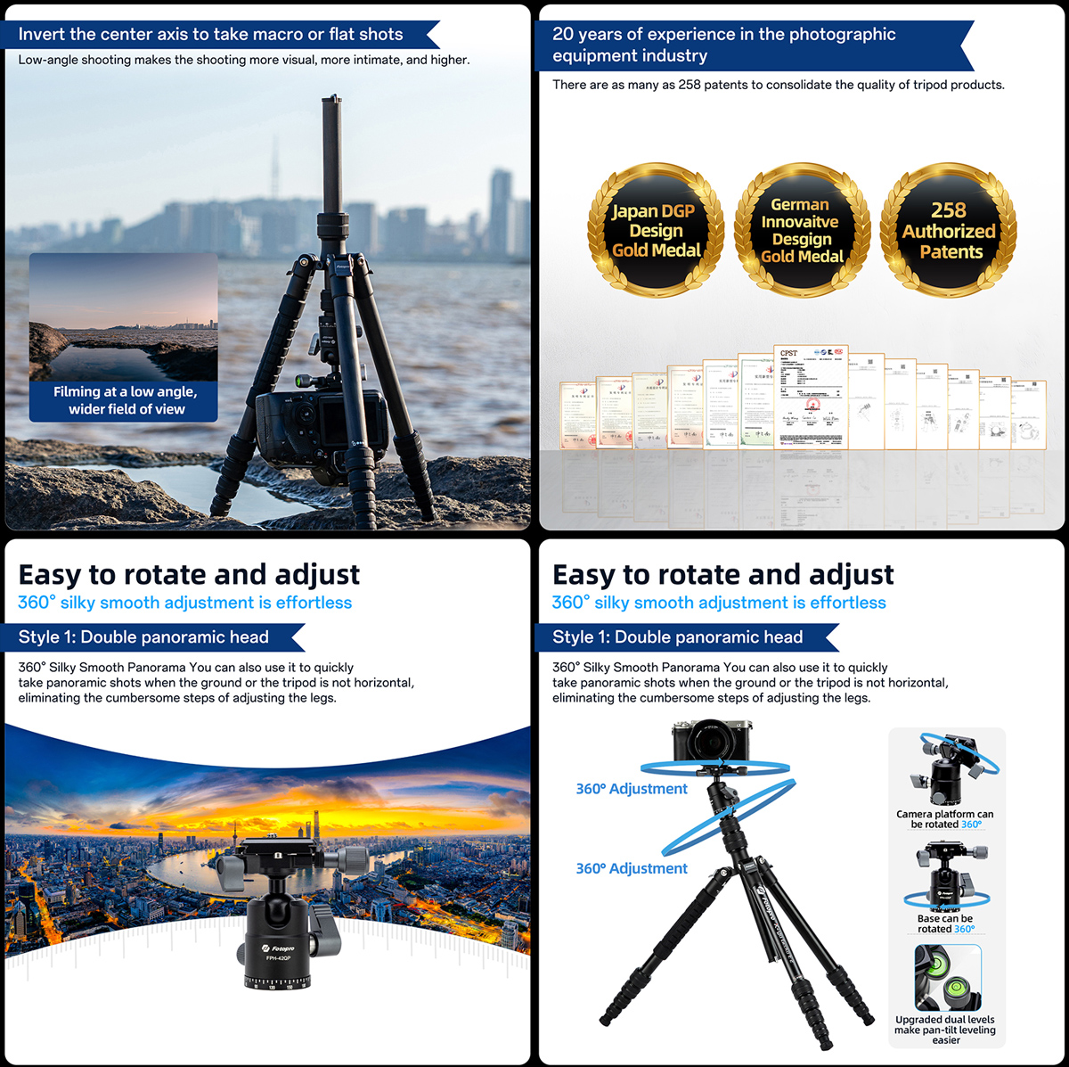 FOTOPRO τρίποδο φωτογράφισης X-go Gecko E2, πτυσσόμενο έως 146.1cm, έως 8kg, μαύρο 13 FOTOPRO τρίποδο φωτογράφισης X-go Gecko E2, πτυσσόμενο έως 146.1cm, έως 8kg, μαύρο - Image 11