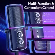 CMTECK επιτραπέζιο μικρόφωνο XM600, omnidirectional/καρδιοειδές, USB, RGB LED, μαύρο 6
