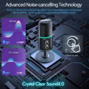 CMTECK επιτραπέζιο μικρόφωνο XM600, omnidirectional/καρδιοειδές, USB, RGB LED, μαύρο 7