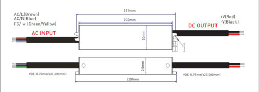 YSD τροφοδοτικό DC 30WHA-12, 12VDC, 30W, 2.5A, IP67 2