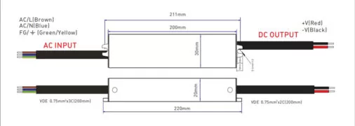 YSD τροφοδοτικό DC 30WHA-12, 12VDC, 30W, 2.5A, IP67 2