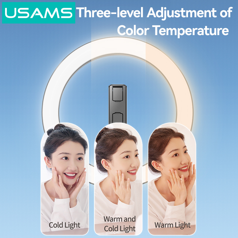 USAMS φωτιστικό δαχτυλίδι LED ZB323 με τρίποδο & βάση smartphone, μαύρο 5 USAMS φωτιστικό δαχτυλίδι LED ZB323 με τρίποδο & βάση smartphone, μαύρο - Image 3