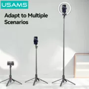 USAMS φωτιστικό δαχτυλίδι LED ZB323 με τρίποδο & βάση smartphone, μαύρο 6