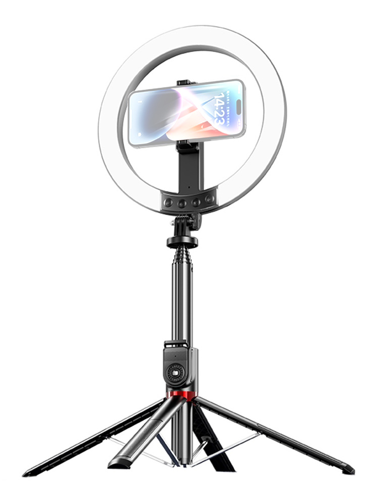 USAMS φωτιστικό δαχτυλίδι LED ZB323 με τρίποδο & βάση smartphone, μαύρο 3 USAMS φωτιστικό δαχτυλίδι LED ZB323 με τρίποδο & βάση smartphone, μαύρο