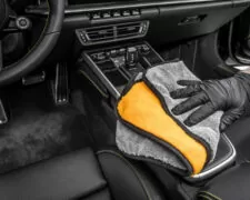 MOJE AUTO απορροφητική πετσέτα μικροϊνών 19-632 41x41cm, πορτοκαλί/μαύρη 2