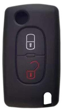 Θήκη κλειδιού για αυτοκίνητα Peugeot 2009-02, εύκαμπτη, μαύρη