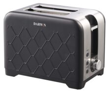 Darwin DRW-141 Μαύρη Φρυγανιέρα 2 Θέσεων 930W για Αναθέρμανση και Απόψυξη