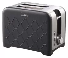 Darwin DRW-141 Μαύρη Φρυγανιέρα 2 Θέσεων 930W για Αναθέρμανση και Απόψυξη