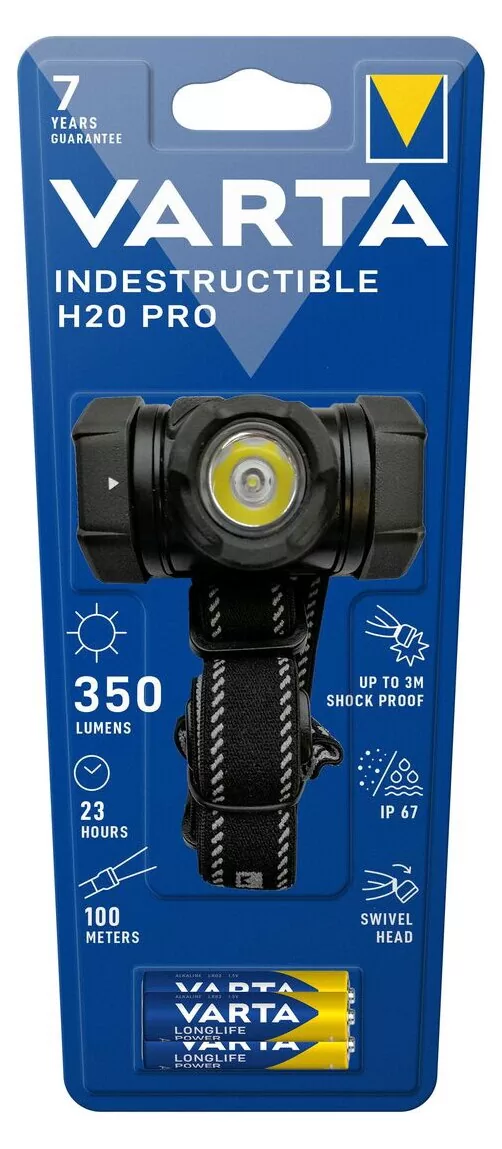 VARTA LED φακός κεφαλής Indestructible H20 Pro, 350lm, IP67, μαύρος 4 VARTA LED φακός κεφαλής Indestructible H20 Pro, 350lm, IP67, μαύρος - Image 2