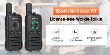 Retevis RB645 mini pompodektis PMR446 Dual PTT
