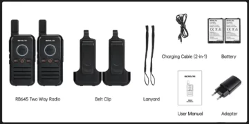 Retevis RB645 mini pompodektis PMR446 Dual PTT