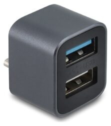 DELOCK mini USB hub 64359, 2x θυρών, USB 3.2, 10Gbps, USB-C σύνδεση, γκρι
