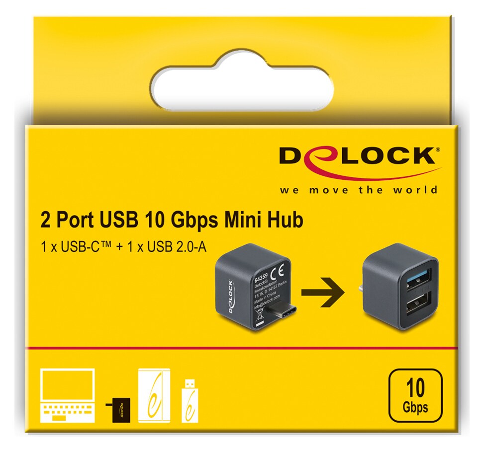 DELOCK mini USB hub 64359, 2x θυρών, USB 3.2, 10Gbps, USB-C σύνδεση, γκρι 6 DELOCK mini USB hub 64359, 2x θυρών, USB 3.2, 10Gbps, USB-C σύνδεση, γκρι - Image 4