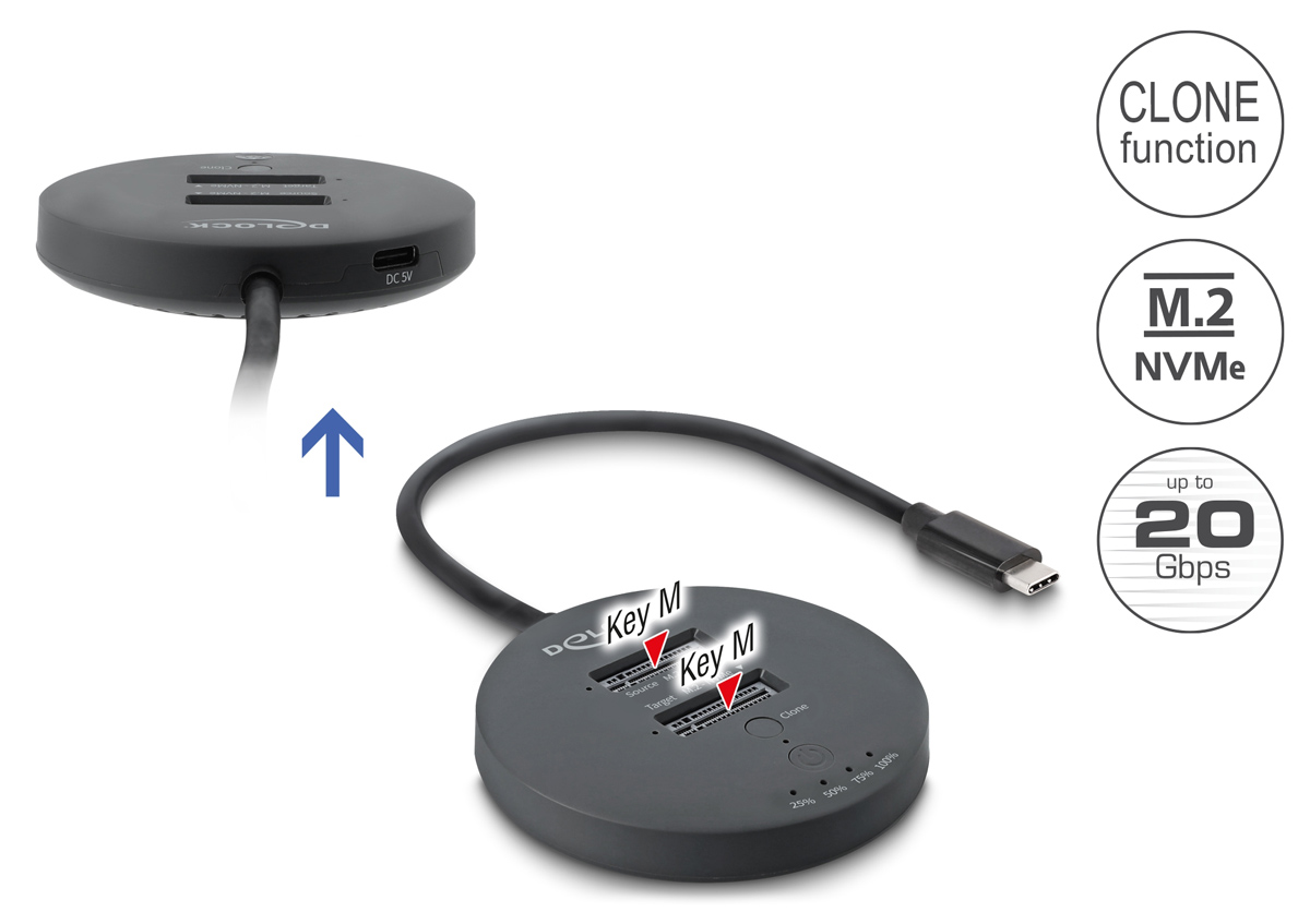 DELOCK docking station για M.2 NVMe PCIe SSD 64364, 2 θέσεων, 20Gbps, clone function, μαύρο 5 DELOCK docking station για M.2 NVMe PCIe SSD 64364, 2 θέσεων, 20Gbps, clone function, μαύρο - Image 3