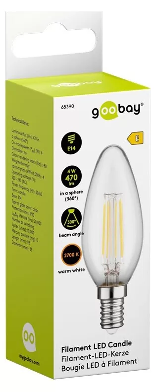 GOOBAY LED λάμπα candle 65390, E14, Filament, 4W, 2700K, 470lm 5 GOOBAY LED λάμπα candle 65390, E14, Filament, 4W, 2700K, 470lm - Image 3