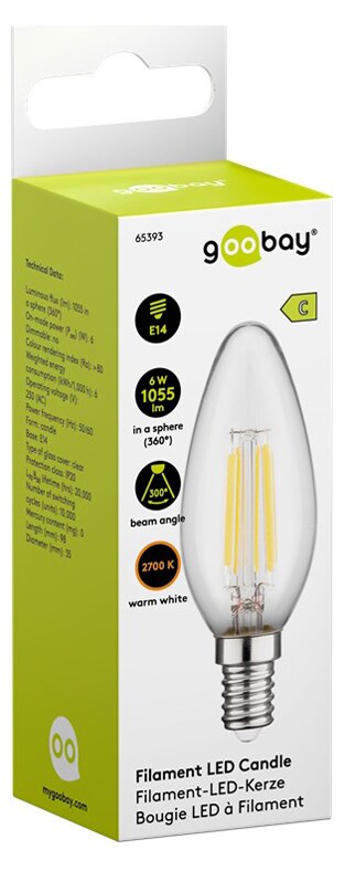GOOBAY LED λάμπα candle 65393, E14, Filament, 6W, 2700K, 1055lm 5 GOOBAY LED λάμπα candle 65393, E14, Filament, 6W, 2700K, 1055lm - Image 3