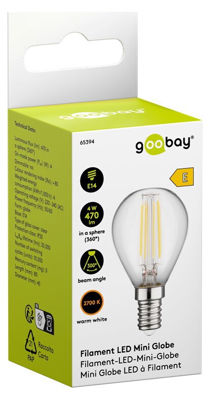 GOOBAY LED λάμπα mini globe 65394, E14, Filament, 4W, 2700K, 470lm 5 GOOBAY LED λάμπα mini globe 65394, E14, Filament, 4W, 2700K, 470lm - Image 3