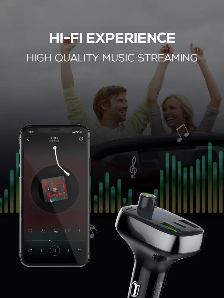 LDNIO FM Transmitter & φορτιστής C704Q, 2x USB/1x USB-C, 36W, Bluetooth, μαύρο 7 LDNIO FM Transmitter & φορτιστής C704Q, 2x USB/1x USB-C, 36W, Bluetooth, μαύρο - Image 5