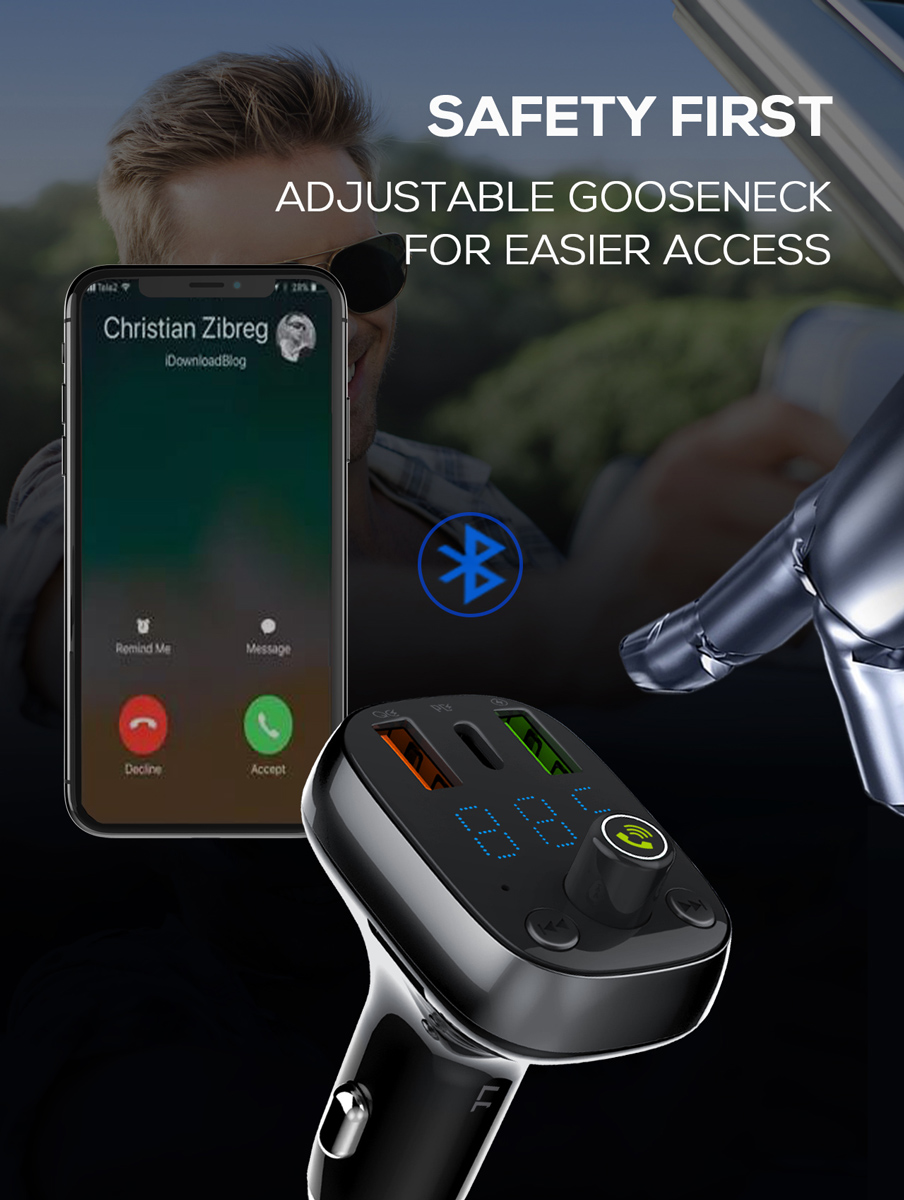 LDNIO FM Transmitter & φορτιστής C704Q, 2x USB/1x USB-C, 36W, Bluetooth, μαύρο 9 LDNIO FM Transmitter & φορτιστής C704Q, 2x USB/1x USB-C, 36W, Bluetooth, μαύρο - Image 7