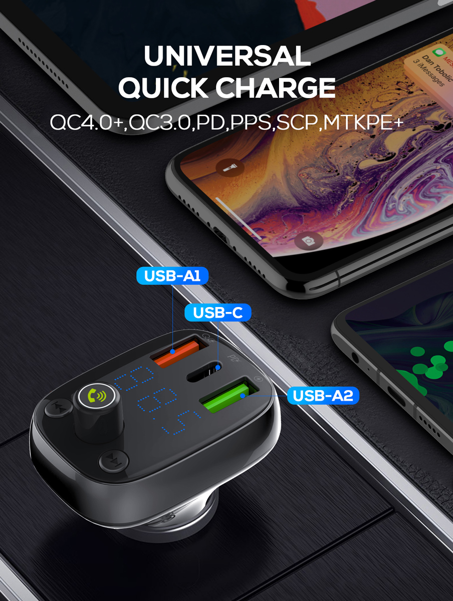 LDNIO FM Transmitter & φορτιστής C704Q, 2x USB/1x USB-C, 36W, Bluetooth, μαύρο 10 LDNIO FM Transmitter & φορτιστής C704Q, 2x USB/1x USB-C, 36W, Bluetooth, μαύρο - Image 8