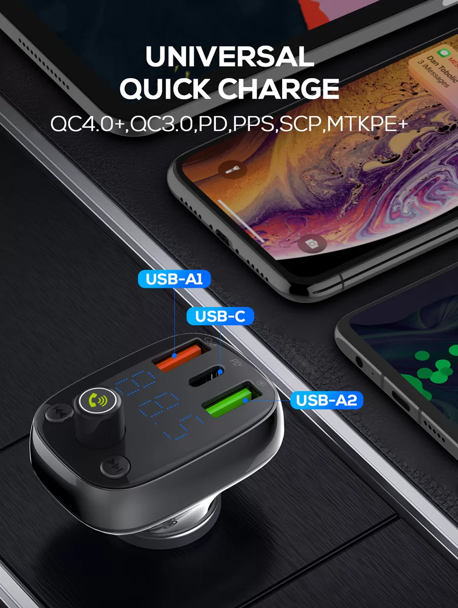 LDNIO FM Transmitter & φορτιστής C704Q, 2x USB/1x USB-C, 36W, Bluetooth, μαύρο 10 LDNIO FM Transmitter & φορτιστής C704Q, 2x USB/1x USB-C, 36W, Bluetooth, μαύρο - Image 8