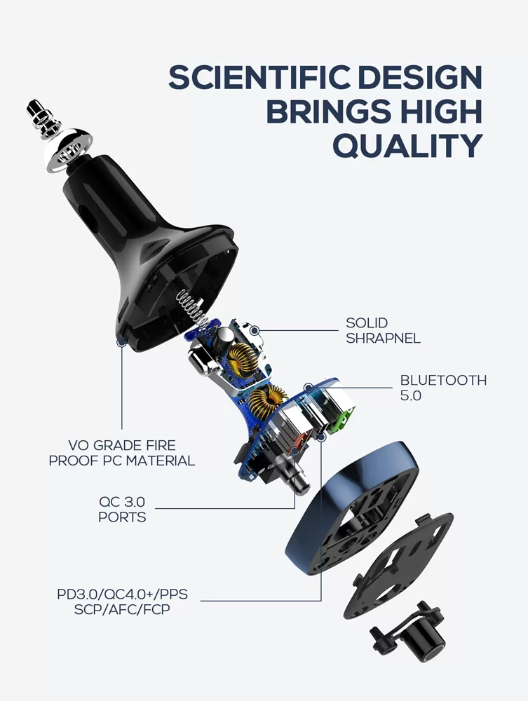 LDNIO FM Transmitter & φορτιστής C704Q, 2x USB/1x USB-C, 36W, Bluetooth, μαύρο 13 LDNIO FM Transmitter & φορτιστής C704Q, 2x USB/1x USB-C, 36W, Bluetooth, μαύρο - Image 11