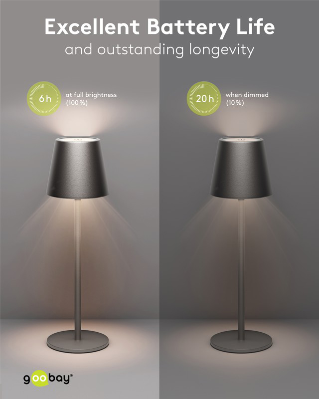 GOOBAY επιτραπέζιο φωτιστικό 77673, 3000K, dimmable, επαναφορτιζόμενο, μαύρο 4 GOOBAY επιτραπέζιο φωτιστικό 77673, 3000K, dimmable, επαναφορτιζόμενο, μαύρο - Image 2