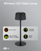 GOOBAY επιτραπέζιο φωτιστικό 77675, 3000K, dimmable, επαναφορτιζόμενο, μαύρο 6