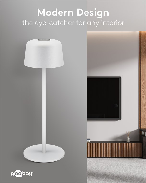 GOOBAY επιτραπέζιο φωτιστικό 77676, 3000K, dimmable, επαναφορτιζόμενο, λευκό 9 GOOBAY επιτραπέζιο φωτιστικό 77676, 3000K, dimmable, επαναφορτιζόμενο, λευκό - Image 7