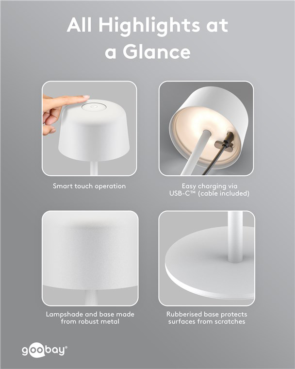 GOOBAY επιτραπέζιο φωτιστικό 77676, 3000K, dimmable, επαναφορτιζόμενο, λευκό 14 GOOBAY επιτραπέζιο φωτιστικό 77676, 3000K, dimmable, επαναφορτιζόμενο, λευκό - Image 12