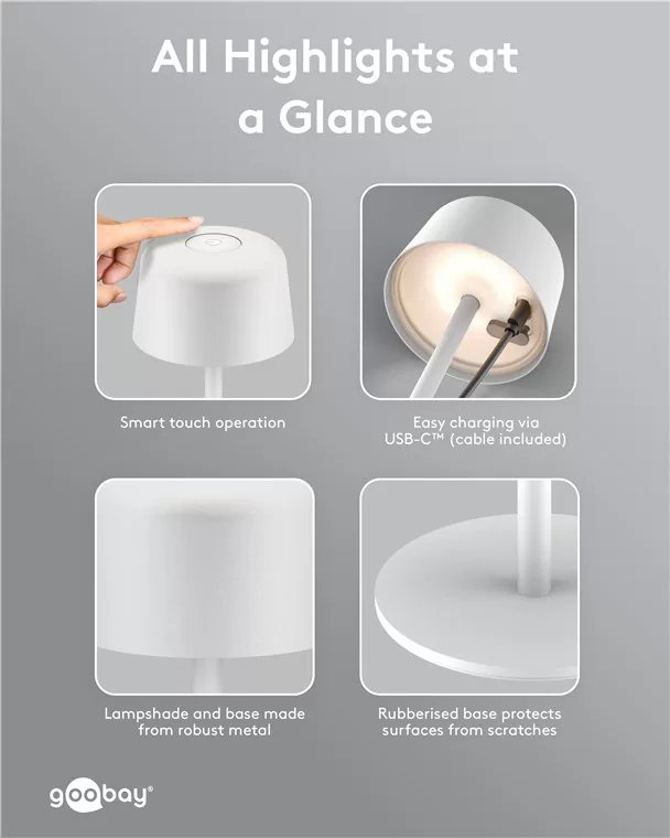 GOOBAY επιτραπέζιο φωτιστικό 77676, 3000K, dimmable, επαναφορτιζόμενο, λευκό 14 GOOBAY επιτραπέζιο φωτιστικό 77676, 3000K, dimmable, επαναφορτιζόμενο, λευκό - Image 12