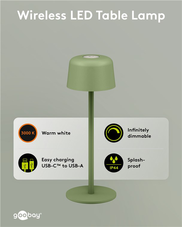 GOOBAY επιτραπέζιο φωτιστικό 77677, 3000K, dimmable, επαναφορτιζόμενο, πράσινο 8 GOOBAY επιτραπέζιο φωτιστικό 77677, 3000K, dimmable, επαναφορτιζόμενο, πράσινο - Image 6