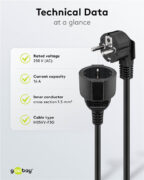 GOOBAY μπαλαντέζα προέκταση ρεύματος 93095, schuko, 3x 1.5mm², 10m, μαύρη 4