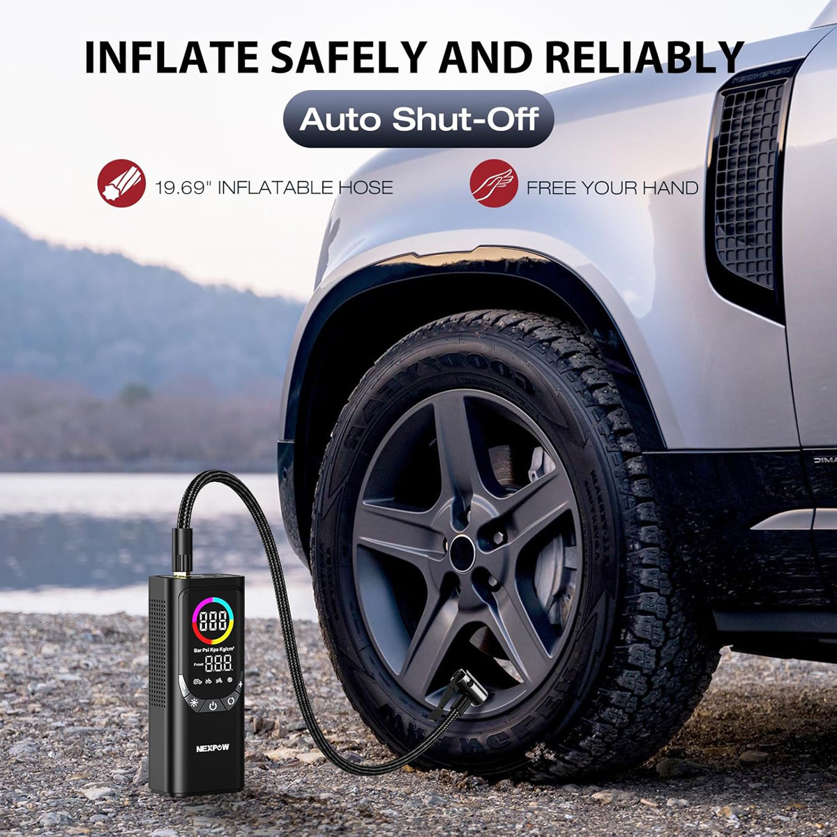 NEXPOW συμπιεστής αέρος αυτοκινήτου NP17, 6000mAh, 150PSI 4 NEXPOW συμπιεστής αέρος αυτοκινήτου NP17, 6000mAh, 150PSI - Image 2